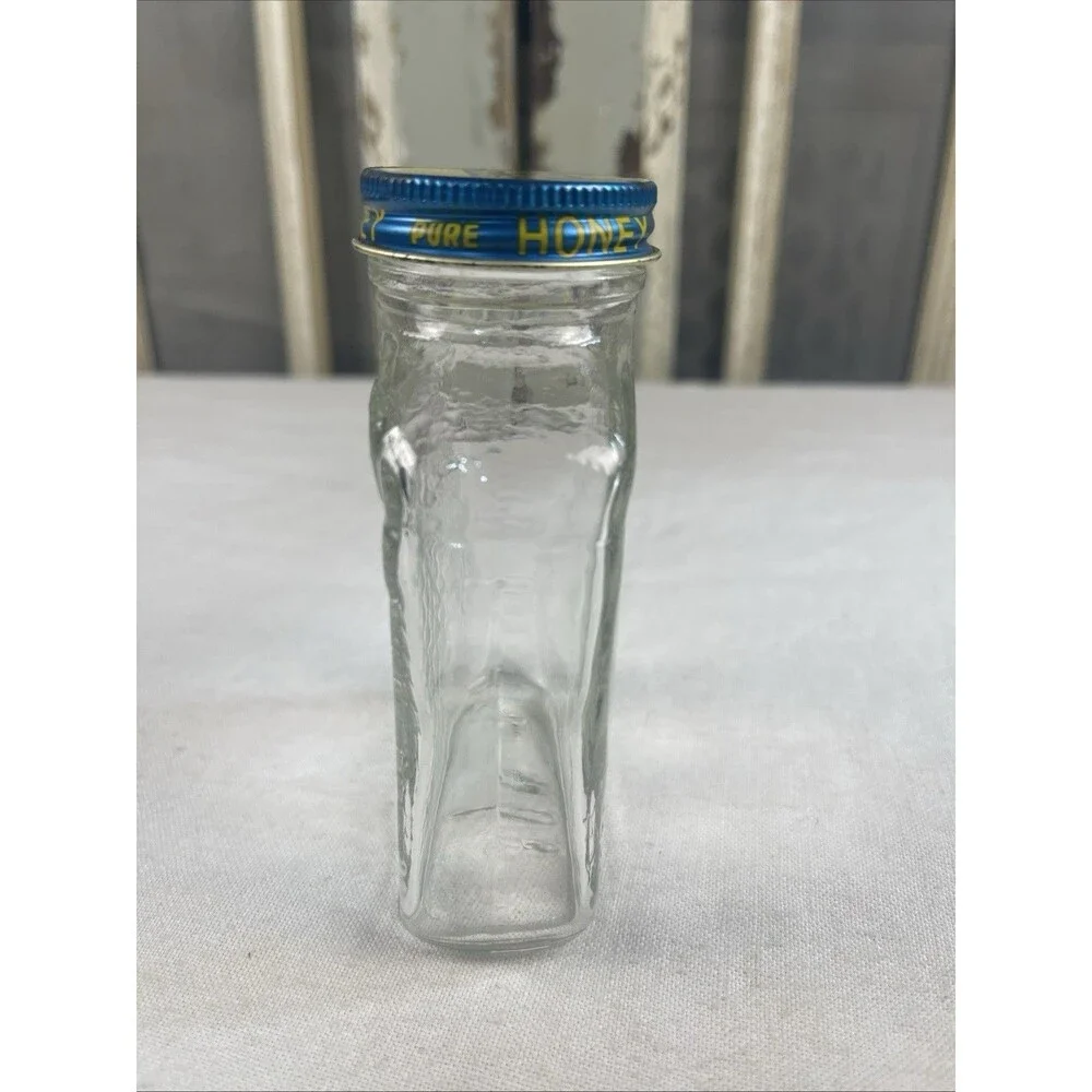 Glass Jar LAKE SHORE Pure HONEY Honeycomb Embossed  * UNIQUE * With Lid!
